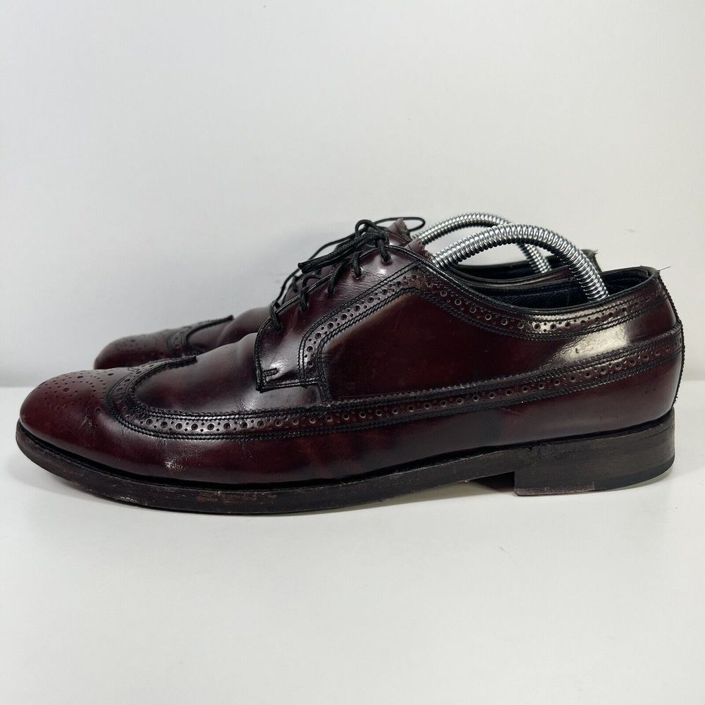 Mens The Florsheim Burgundy Brogue Longwing Wingtip Oxford Size 10B